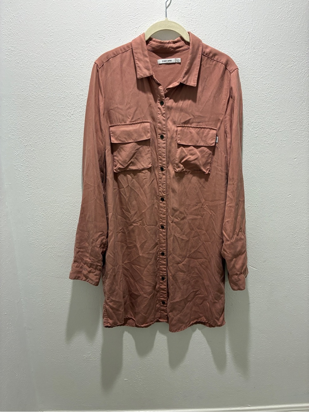 Obey Women's Long-Sleeve Mini Dress in Dusty Rose